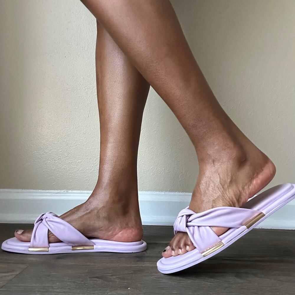 Coach Purple Brooklyn Leather Slides Size 8 - Picture 2 of 14